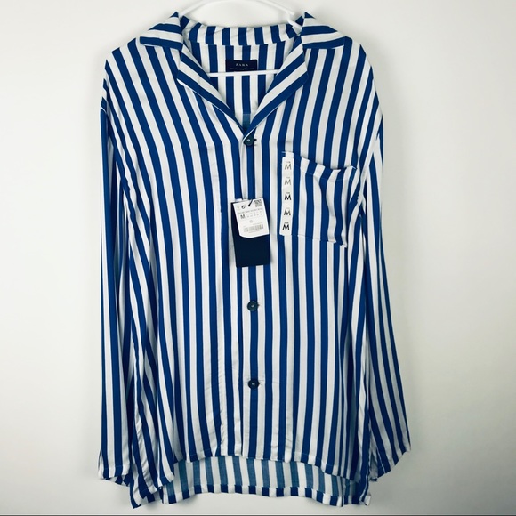 Zara Tops - Zara Medium Striped Button Down Oversized Blouse